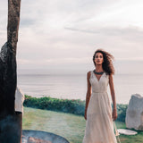 Off - White Organic Hand Loomed Boho Simple Wedding Dress - AYA SW IDR