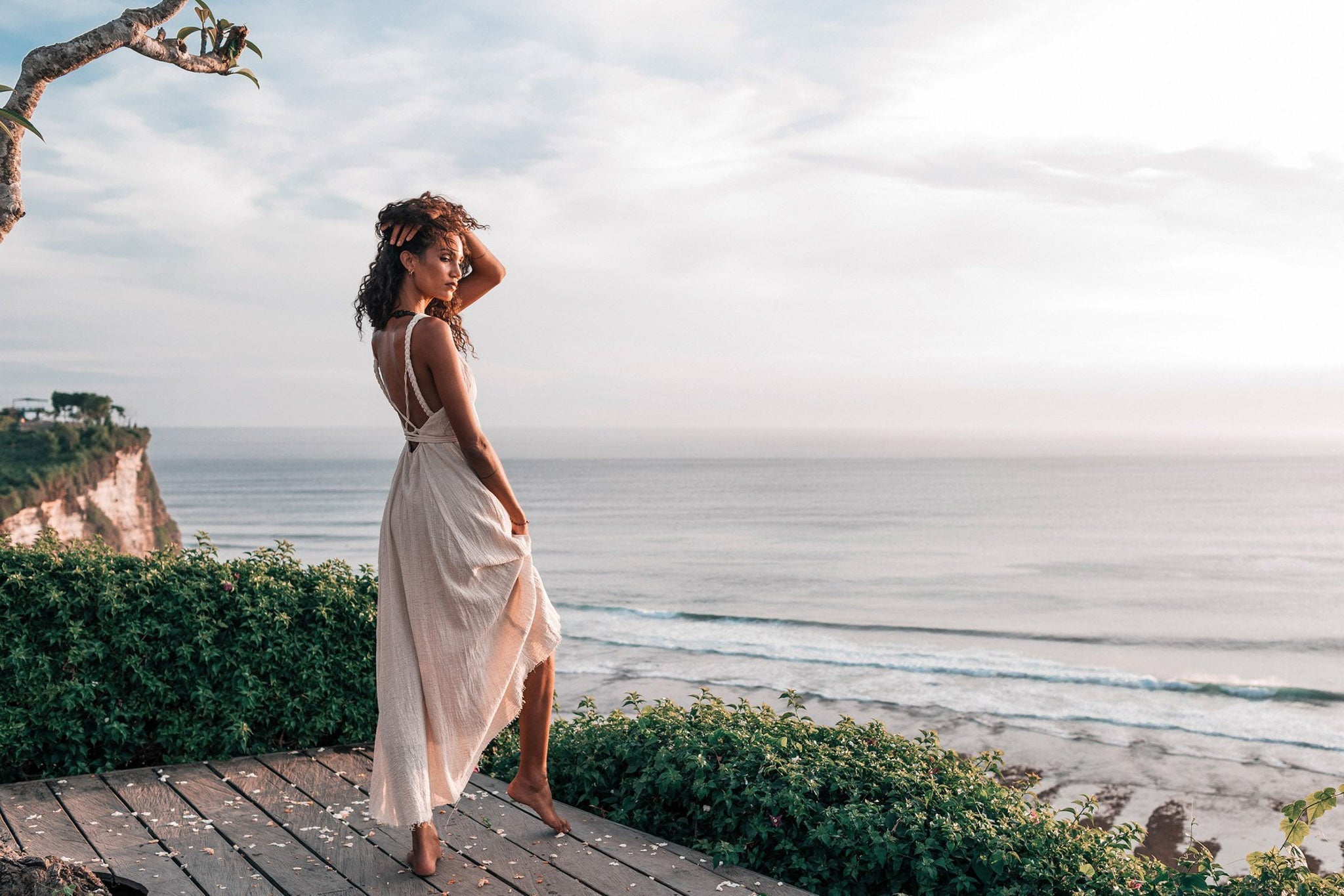 Off - White Organic Hand Loomed Boho Simple Wedding Dress - AYA SW IDR
