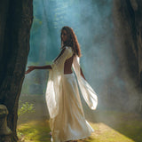 Off - White Organic Wedding Boho Dress for Women • Goddess Dress - AYA SW IDR