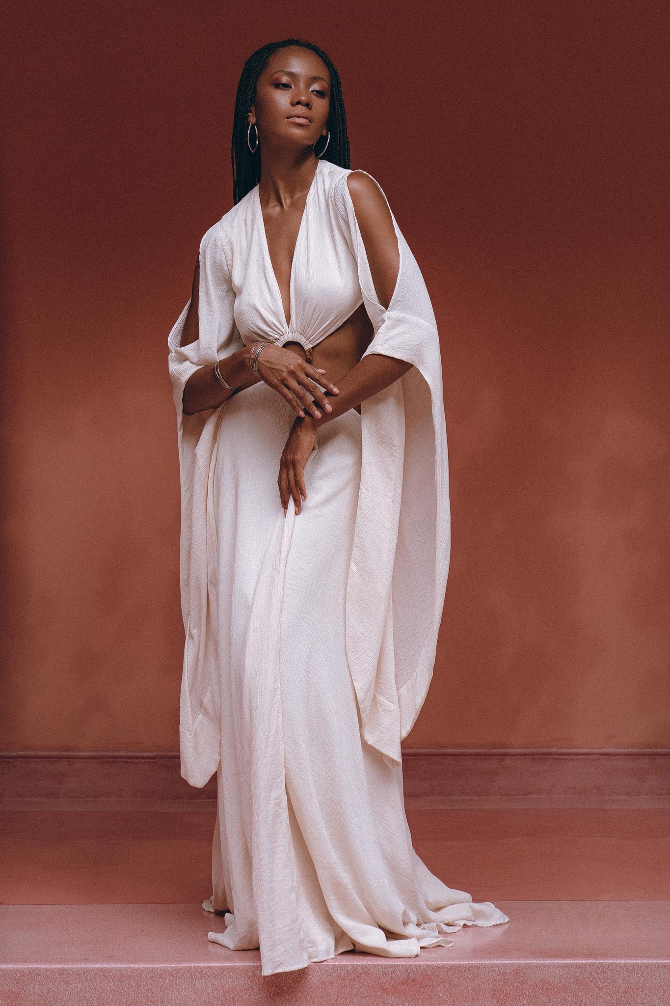Off - White Organic Wedding Boho Dress for Women • Goddess Dress - AYA SW IDR