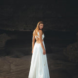 Off White Oshun Dress • Boho A - line Wedding Dress • Light Cotton and Silk Formal Bridal Dress - AYA SW IDR