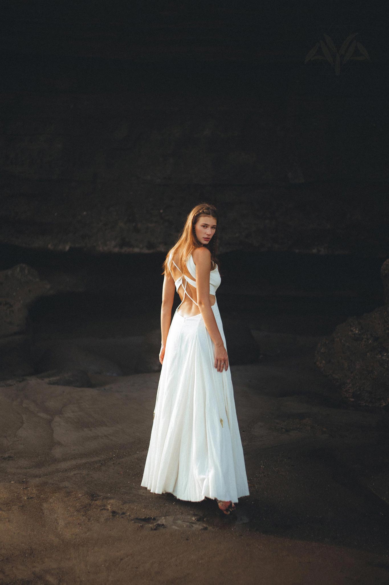 Off White Oshun Dress • Boho A - line Wedding Dress • Light Cotton and Silk Formal Bridal Dress - AYA SW IDR