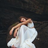 Off White Oshun Dress • Boho A - line Wedding Dress • Light Cotton and Silk Formal Bridal Dress - AYA SW IDR