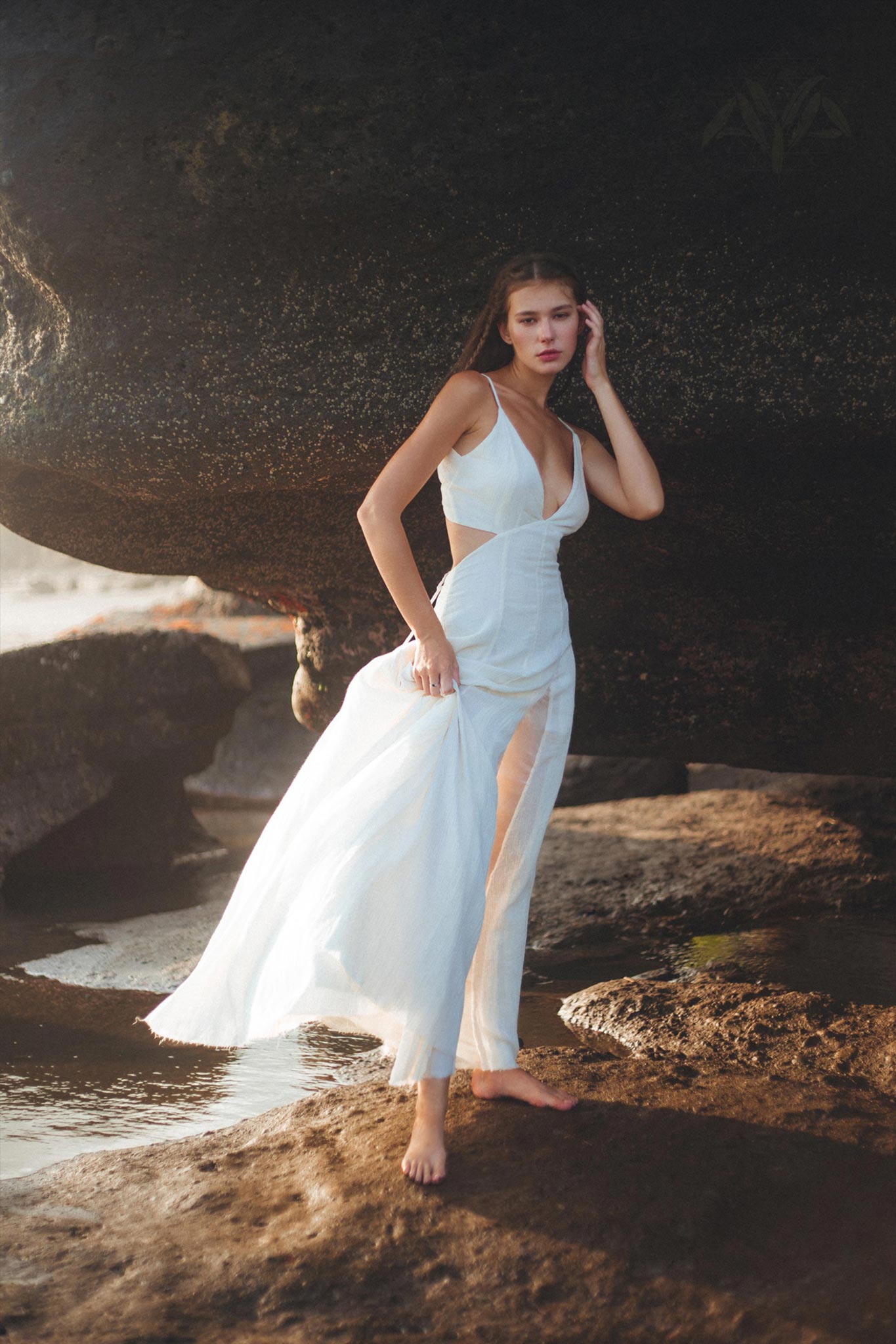 Off White Oshun Dress • Boho A - line Wedding Dress • Light Cotton and Silk Formal Bridal Dress - AYA SW IDR