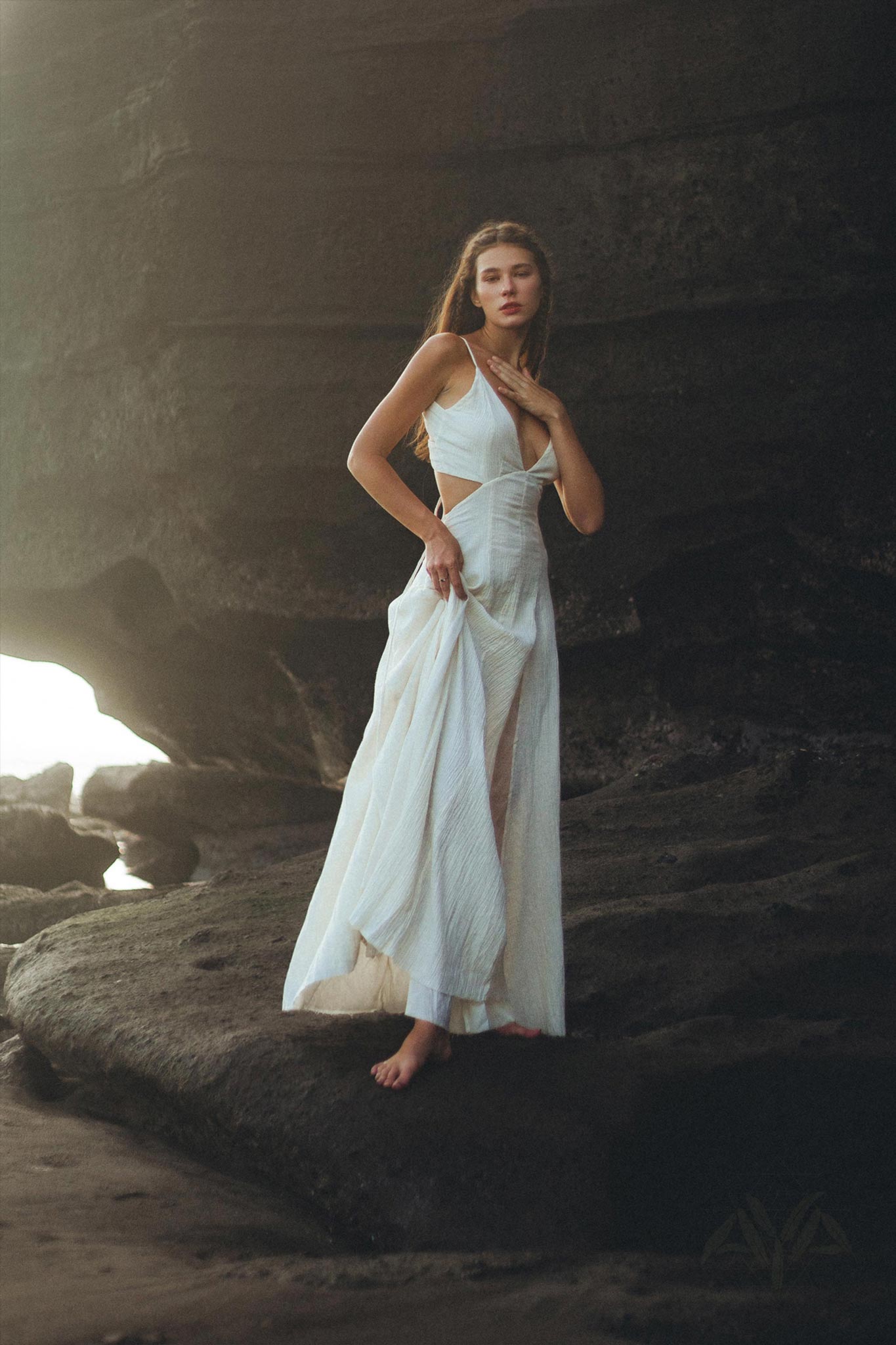 Off White Oshun Dress • Boho A - line Wedding Dress • Light Cotton and Silk Formal Bridal Dress - AYA SW IDR