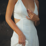 Off White Oshun Dress • Boho A - line Wedding Dress • Light Cotton and Silk Formal Bridal Dress - AYA SW IDR