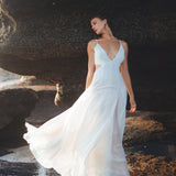 Off White Oshun Dress • Boho A-line Wedding Dress • Light Cotton and Silk Formal Bridal Dress - AYA SW IDR