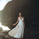 Off White Oshun Dress • Boho A - line Wedding Dress • Light Cotton and Silk Formal Bridal Dress - AYA SW IDR
