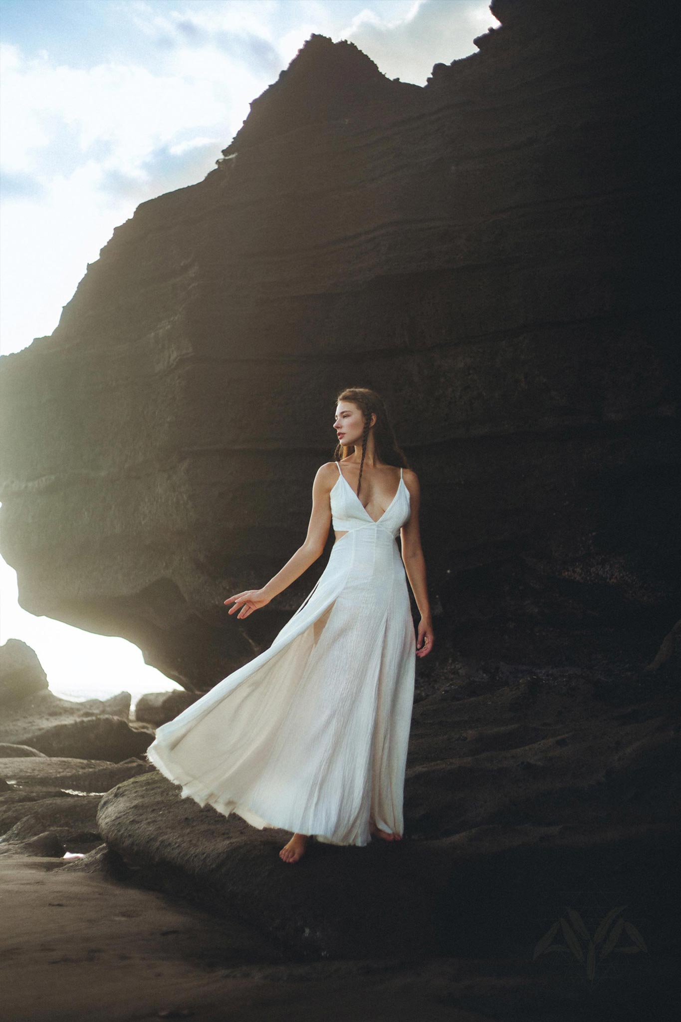 Off White Oshun Dress • Boho A - line Wedding Dress • Light Cotton and Silk Formal Bridal Dress - AYA SW IDR