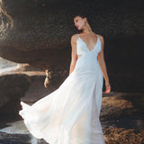 Off White Oshun Dress • Boho A - line Wedding Dress • Light Cotton and Silk Formal Bridal Dress - AYA SW IDR