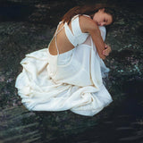 Off White Oshun Dress • Boho A - line Wedding Dress • Light Cotton and Silk Formal Bridal Dress - AYA SW IDR