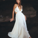 Off White Oshun Dress • Boho A - line Wedding Dress • Light Cotton and Silk Formal Bridal Dress - AYA SW IDR