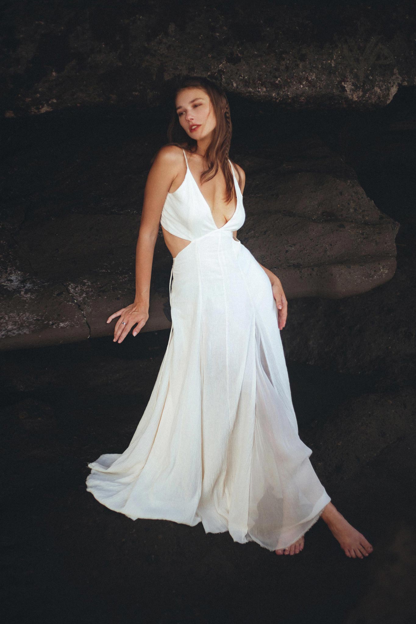Off White Oshun Dress • Boho A - line Wedding Dress • Light Cotton and Silk Formal Bridal Dress - AYA SW IDR