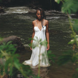 Off White Padma Dress • Linen Cotton Wedding Dress • Boho Beach Dress - AYA SW IDR
