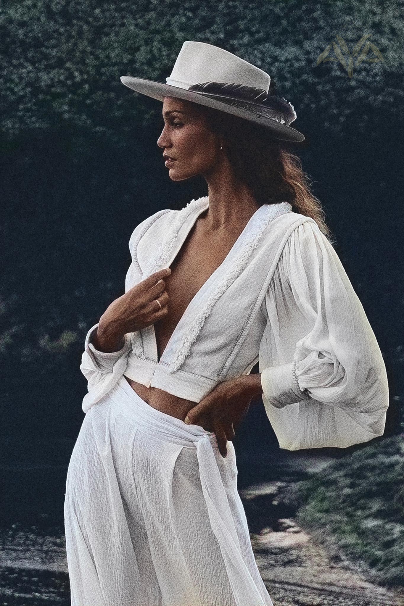 Off - White Puff Sleeves Top • Hand Embroidered top • Organic Boho Top Women - AYA SW IDR
