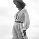 Off - White Puff Sleeves Top • Hand Embroidered top • Organic Boho Top Women - AYA SW IDR