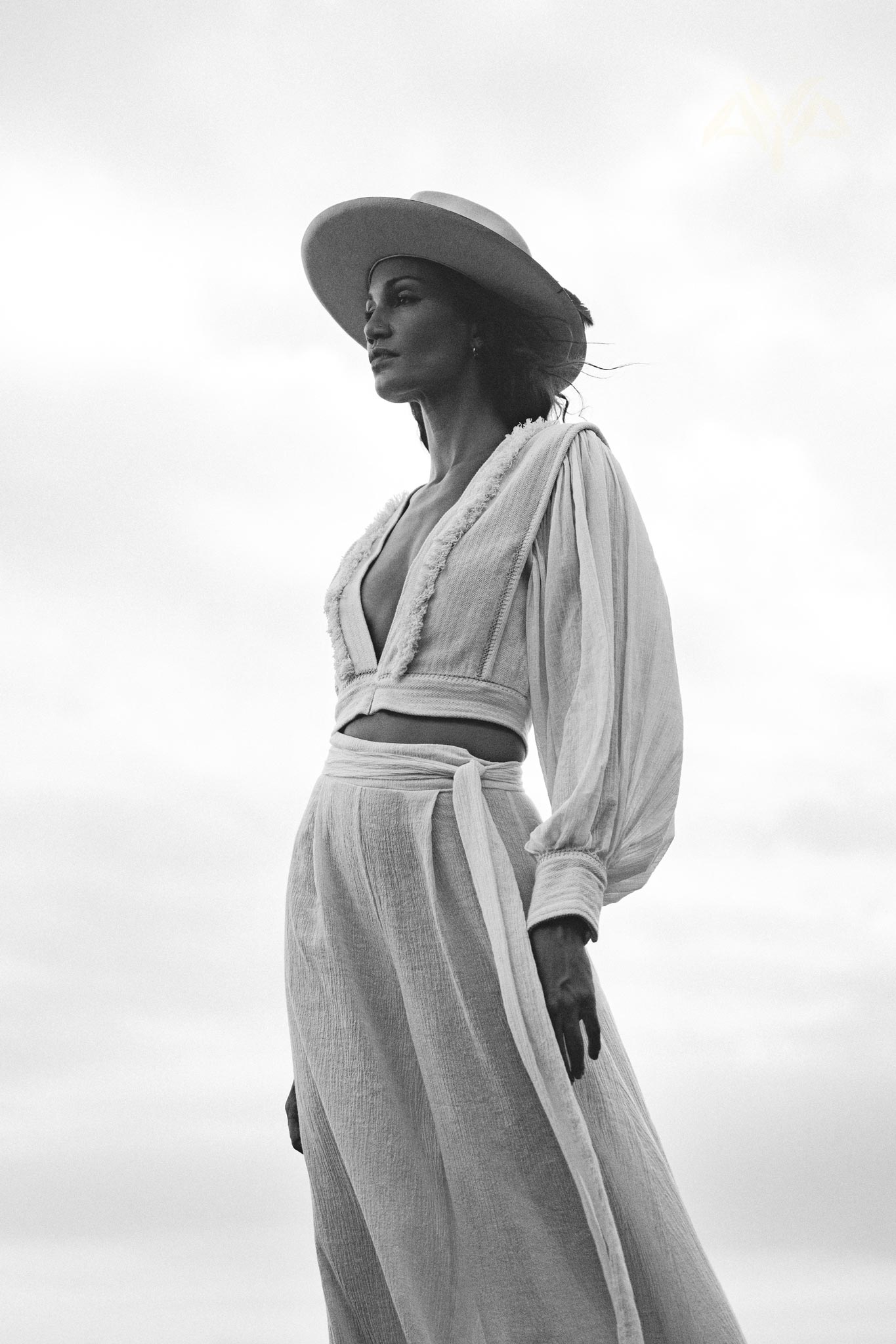 Off - White Puff Sleeves Top • Hand Embroidered top • Organic Boho Top Women - AYA SW IDR