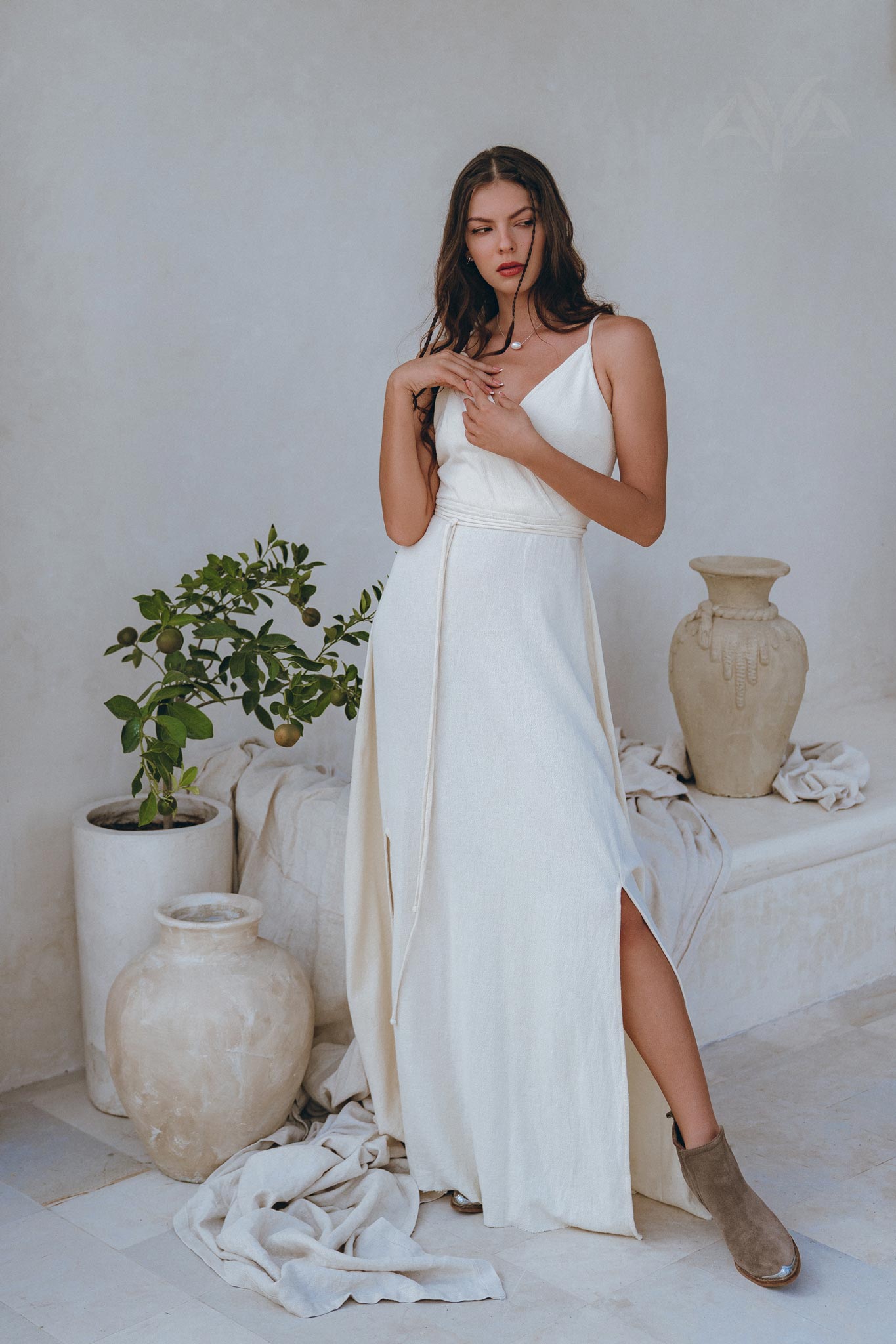 Off - White Simple Boho Wedding Dress - AYA SW IDR