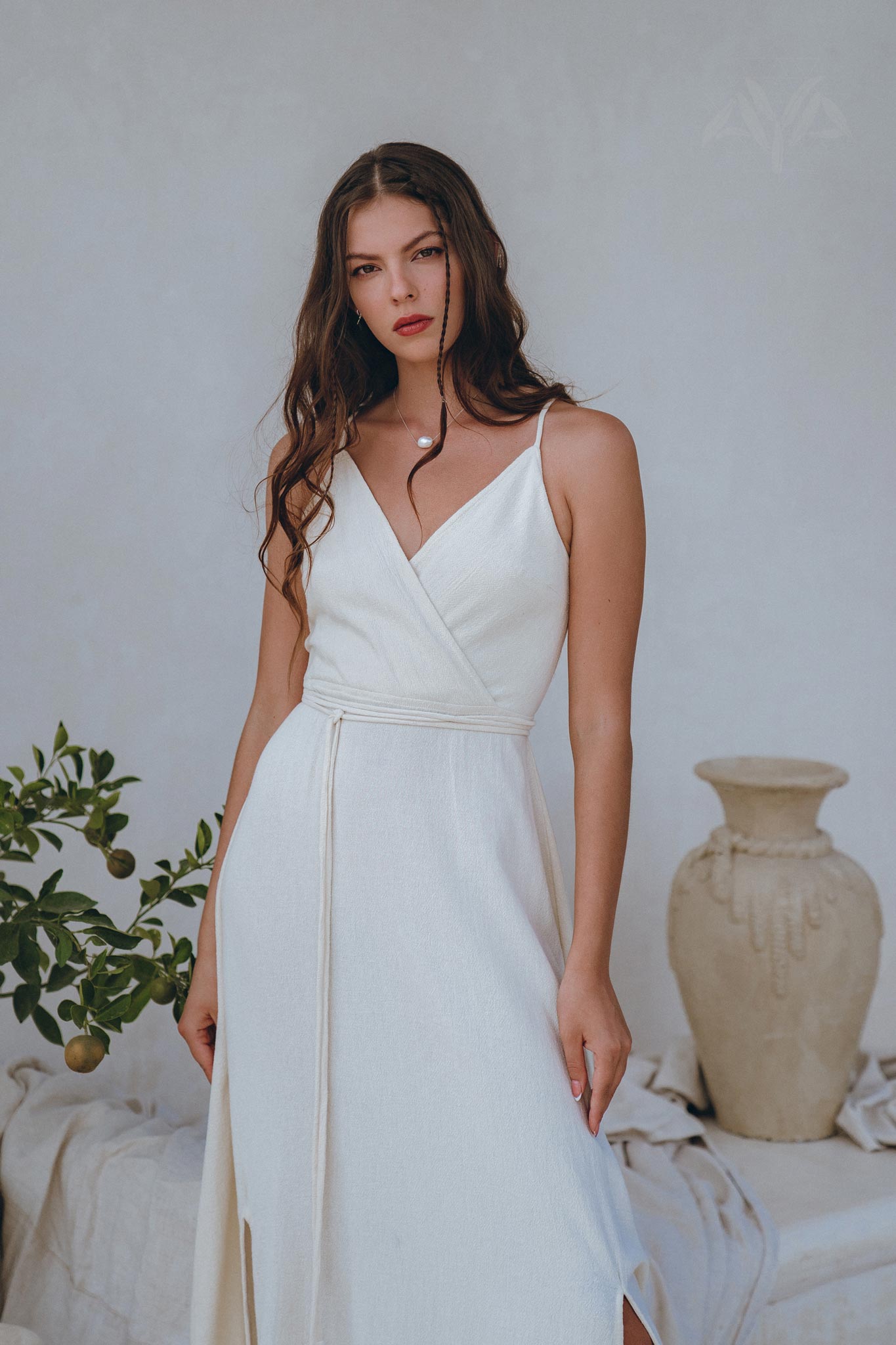 Off - White Simple Boho Wedding Dress - AYA SW IDR