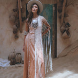 Off - White Summer Net Cover Up • See Through Poncho Cape • Long Robe for Women - AYA SW IDR