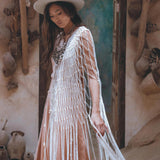 Off - White Summer Net Cover Up • See Through Poncho Cape • Long Robe for Women - AYA SW IDR
