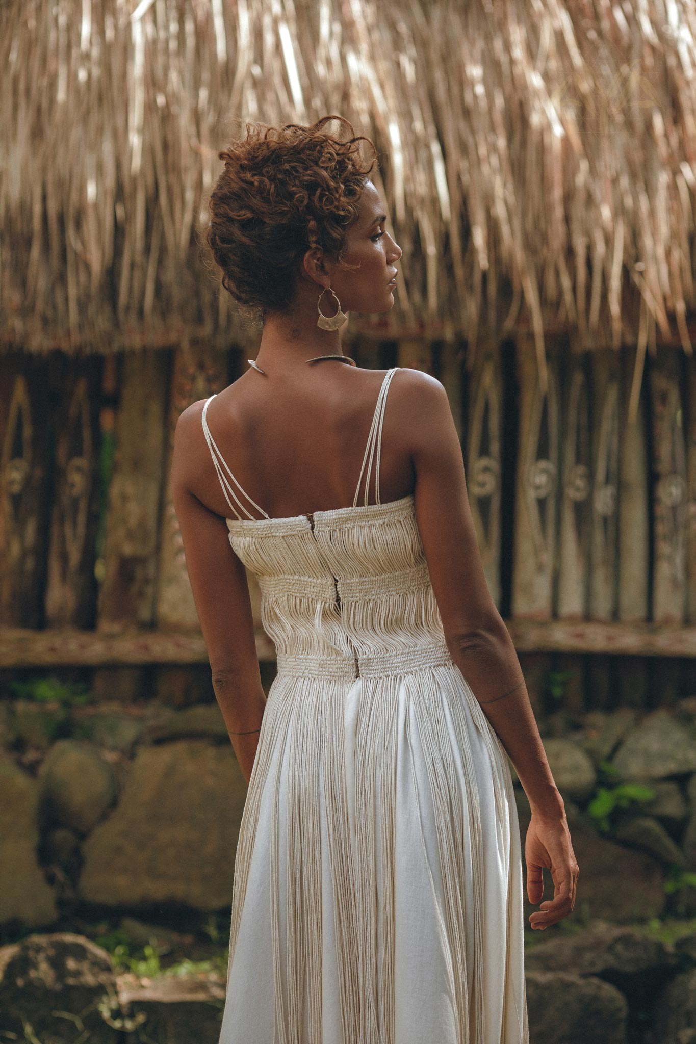 Off - White Tribal Goddess Slip Over • Ethnic Handwoven Macrame Layer Up Sheer Net - AYA SW IDR