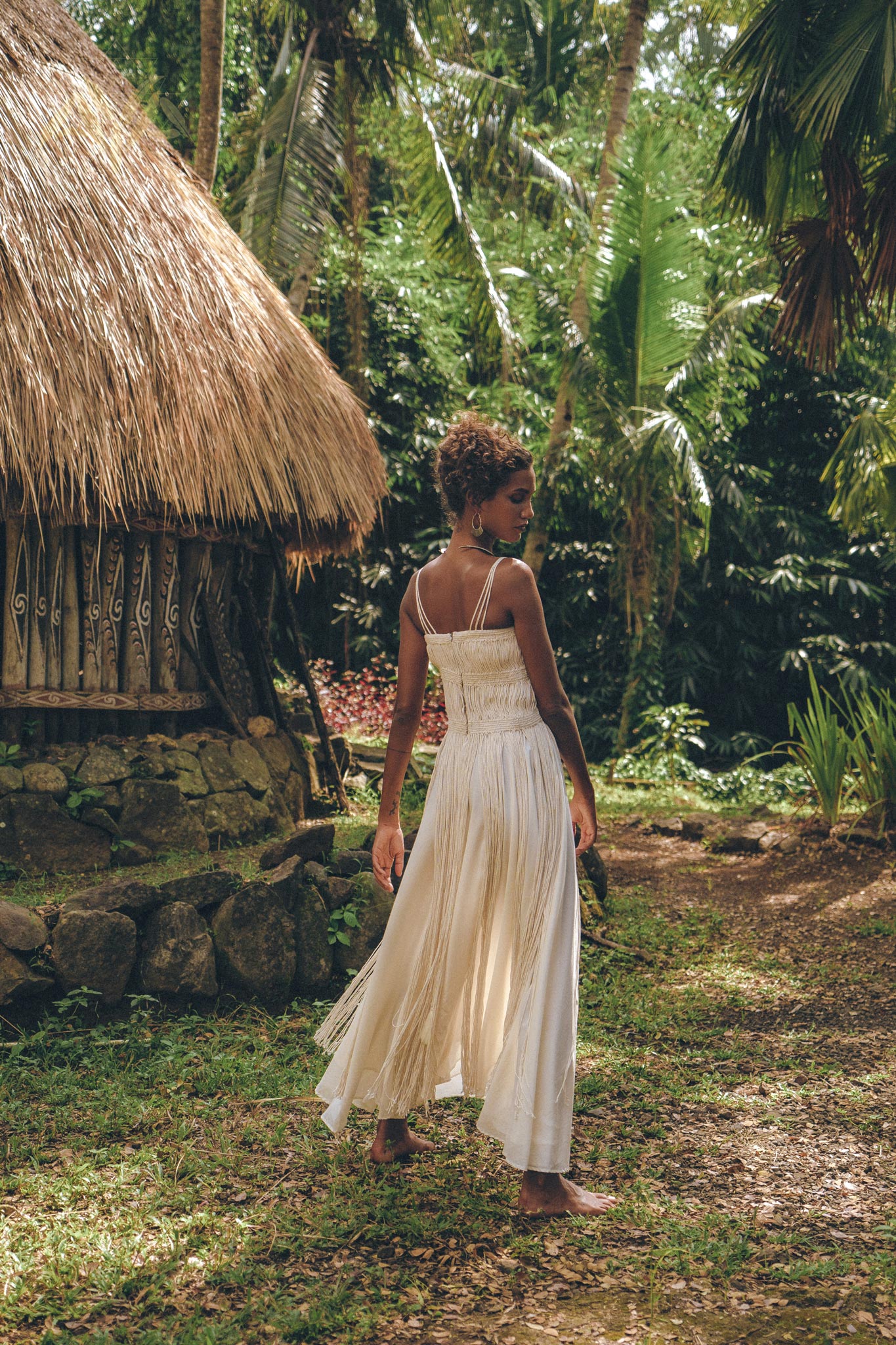 Off - White Tribal Goddess Slip Over • Ethnic Handwoven Macrame Layer Up Sheer Net - AYA SW IDR