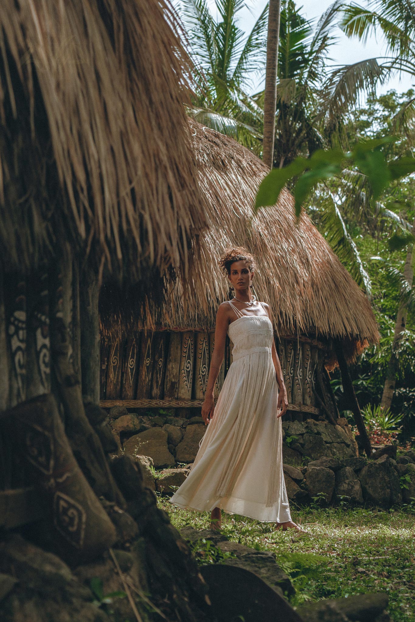 Off - White Tribal Goddess Slip Over • Ethnic Handwoven Macrame Layer Up Sheer Net - AYA SW IDR