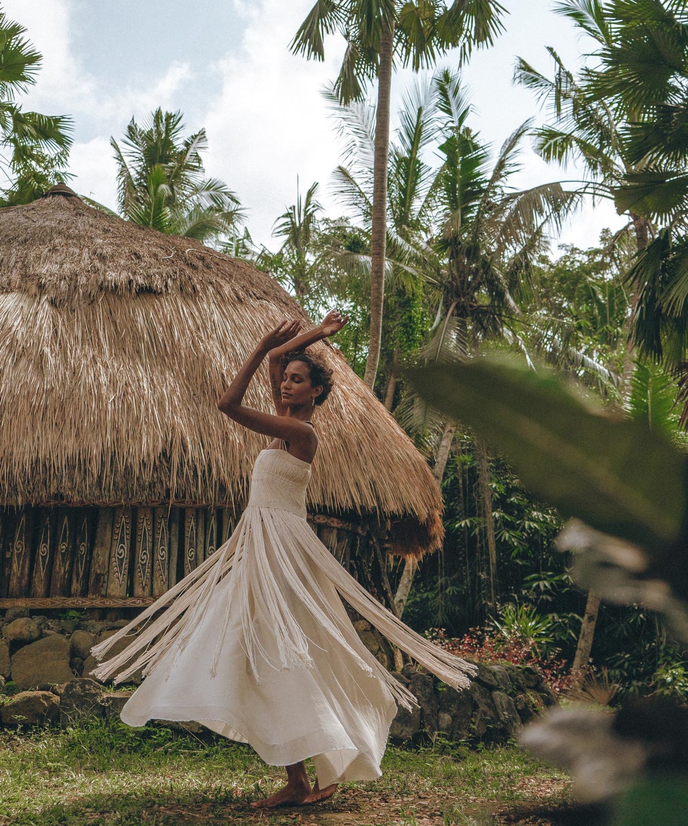 Off - White Tribal Goddess Slip Over • Ethnic Handwoven Macrame Layer Up Sheer Net - AYA SW IDR