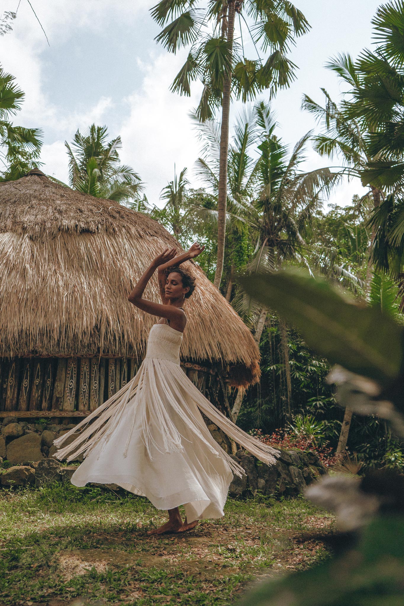 Off - White Tribal Goddess Slip Over • Ethnic Handwoven Macrame Layer Up Sheer Net - AYA SW IDR
