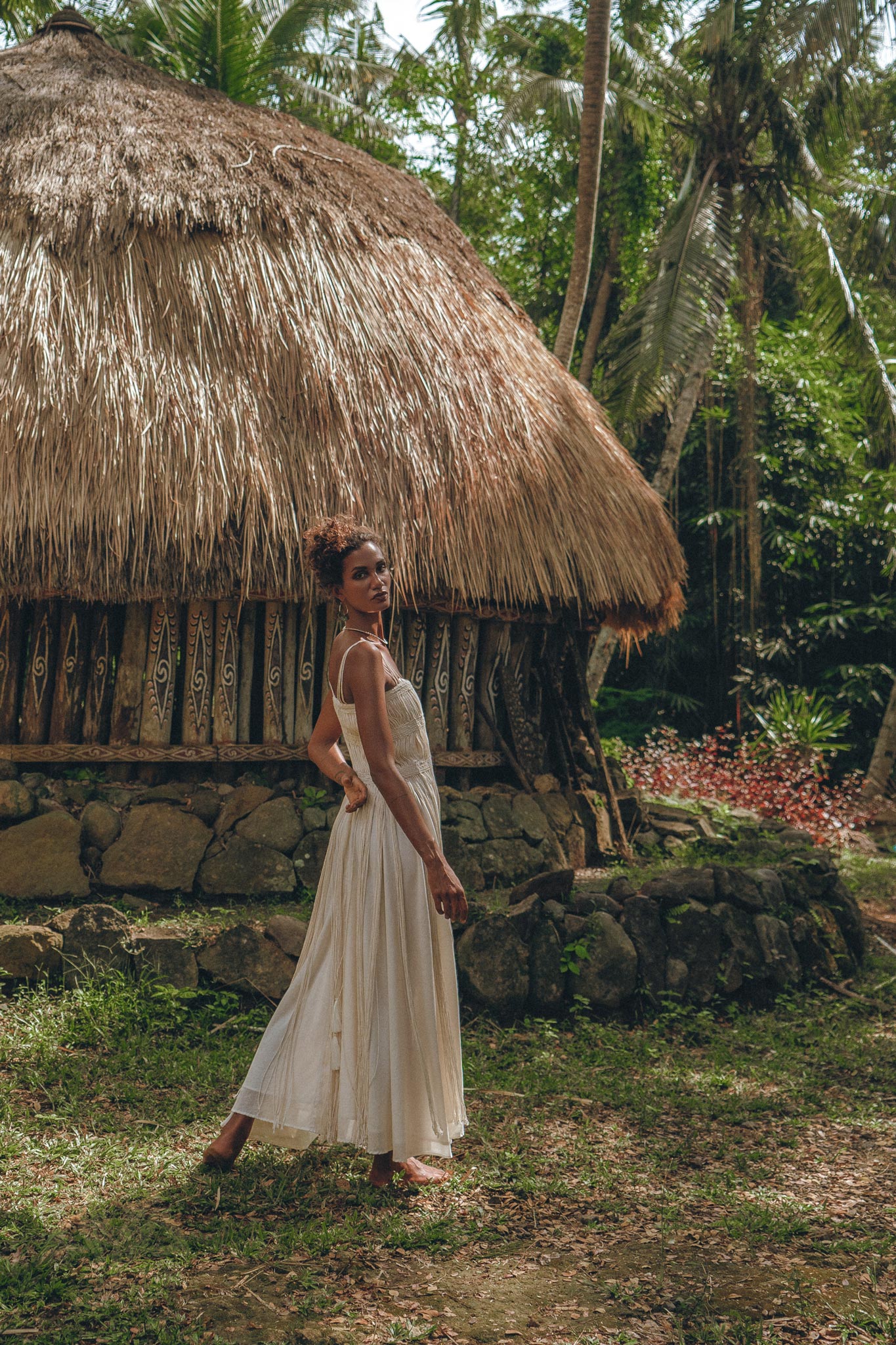 Off - White Tribal Goddess Slip Over • Ethnic Handwoven Macrame Layer Up Sheer Net - AYA SW IDR