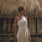 Off - White Tribal Goddess Slip Over • Ethnic Handwoven Macrame Layer Up Sheer Net - AYA SW IDR