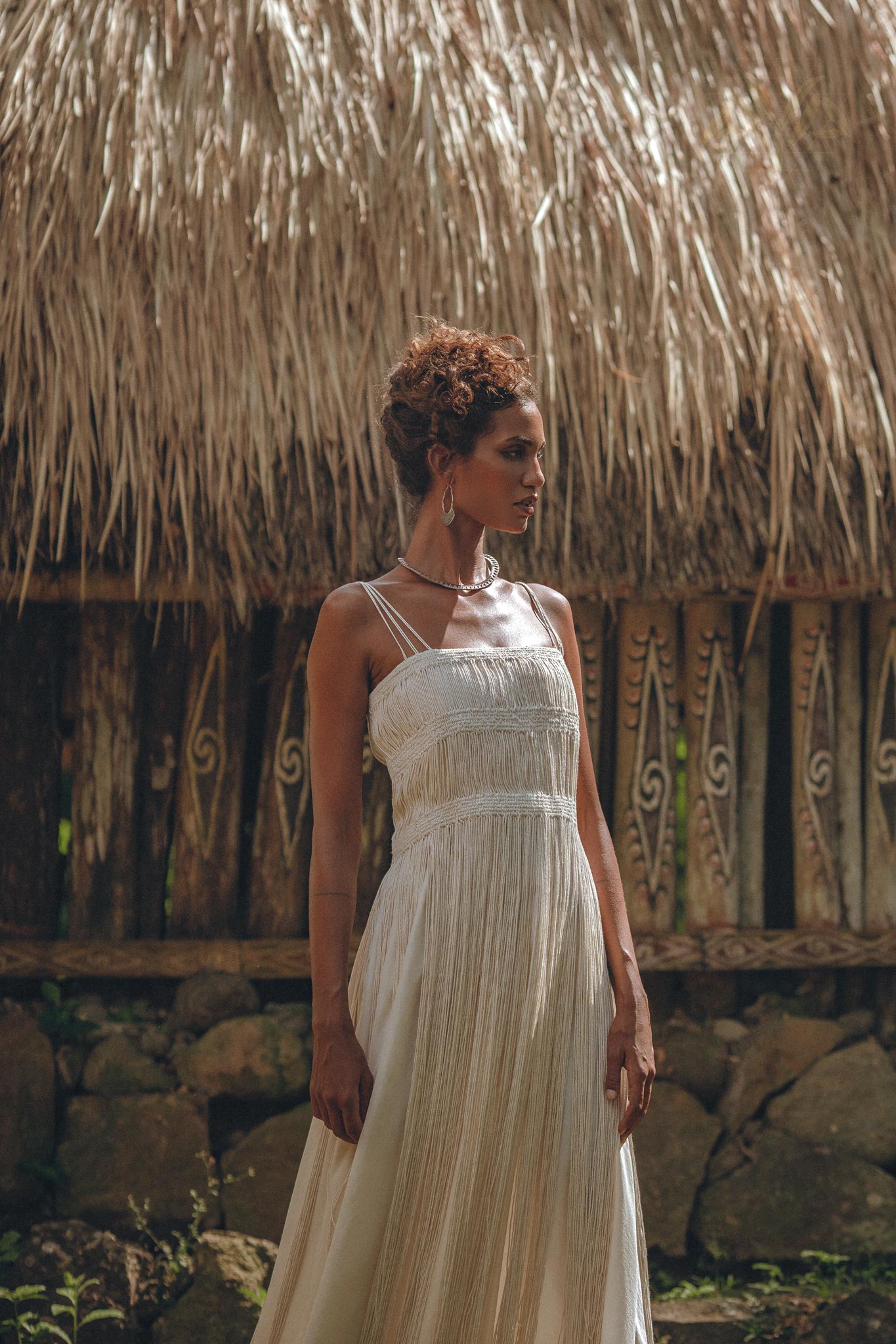 Off - White Tribal Goddess Slip Over • Ethnic Handwoven Macrame Layer Up Sheer Net - AYA SW IDR