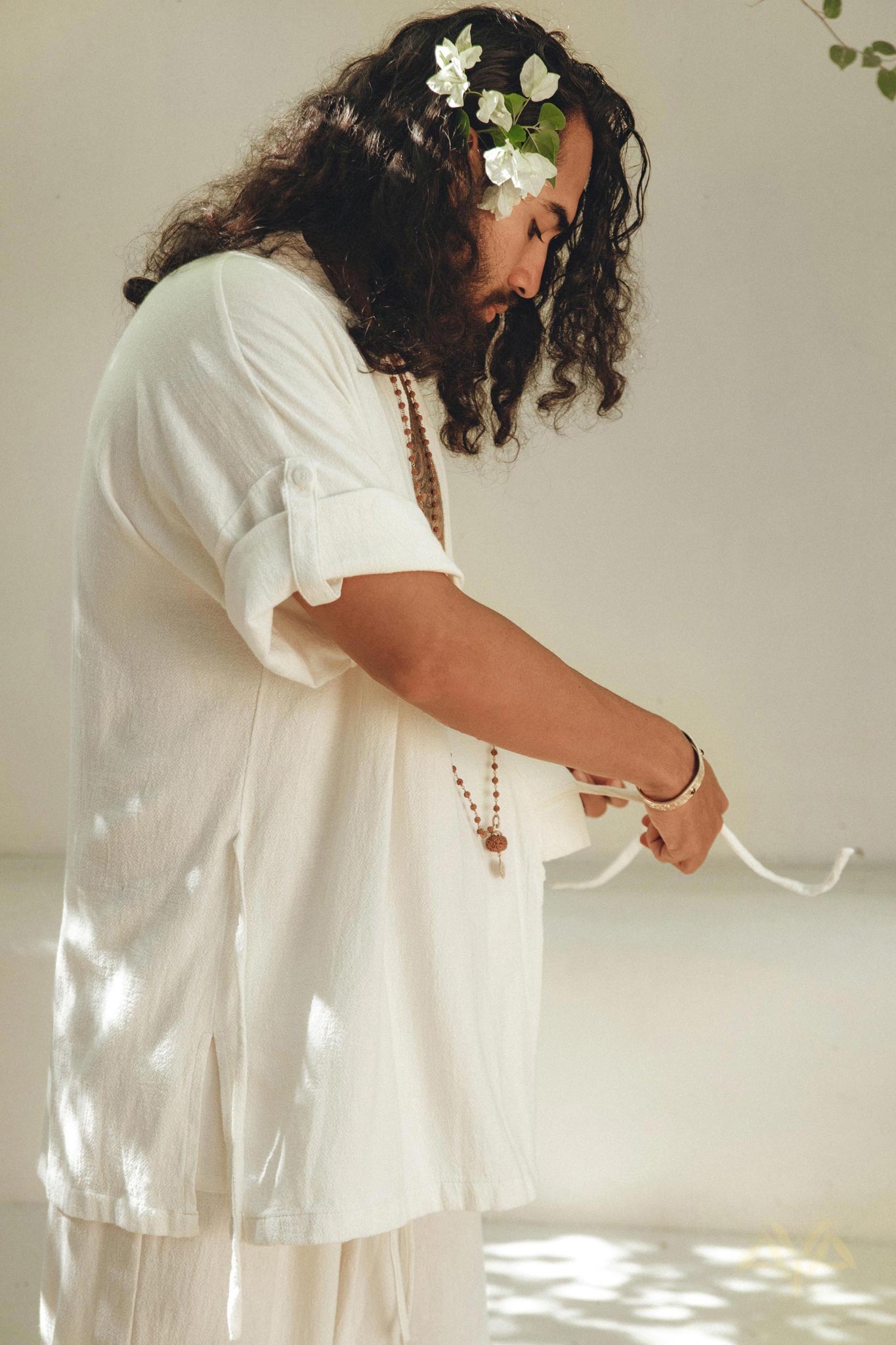 Off - White Tribal Kimono Robe for Men - AYA SW IDR