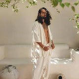 Off - White Tribal Kimono Robe for Men - AYA SW IDR