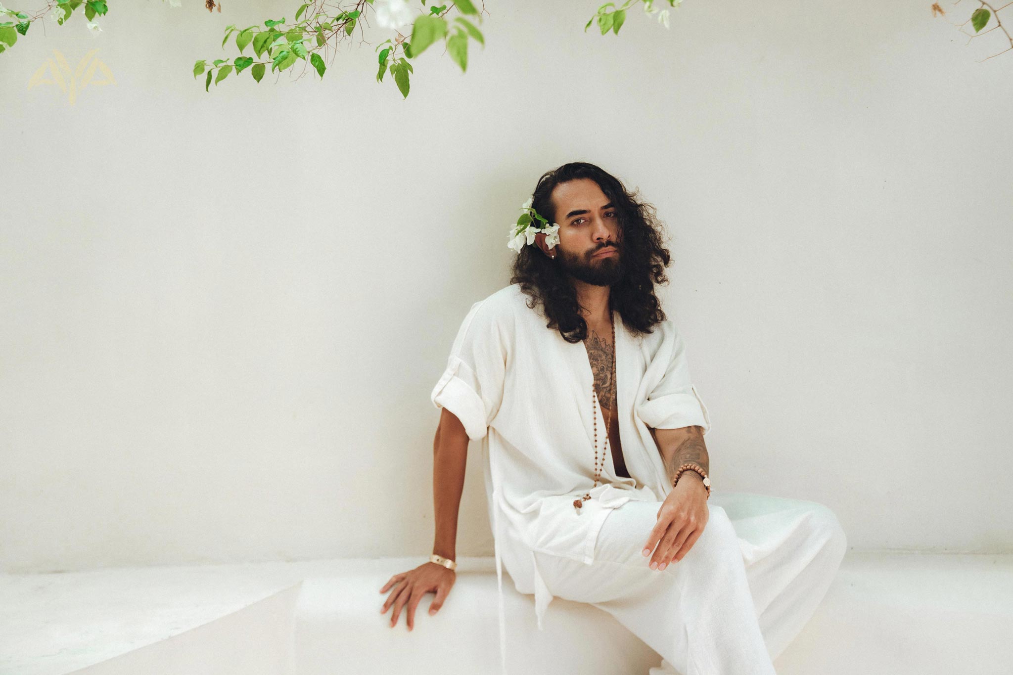 Off - White Tribal Kimono Robe for Men - AYA SW IDR
