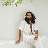 Off - White Tribal Kimono Robe for Men - AYA SW IDR