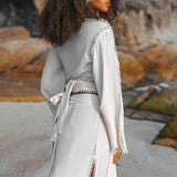 Off - White Wrap Maxi Skirt • Handmade Boho Long Skirt • Long Cotton Skirt - AYA SW IDR