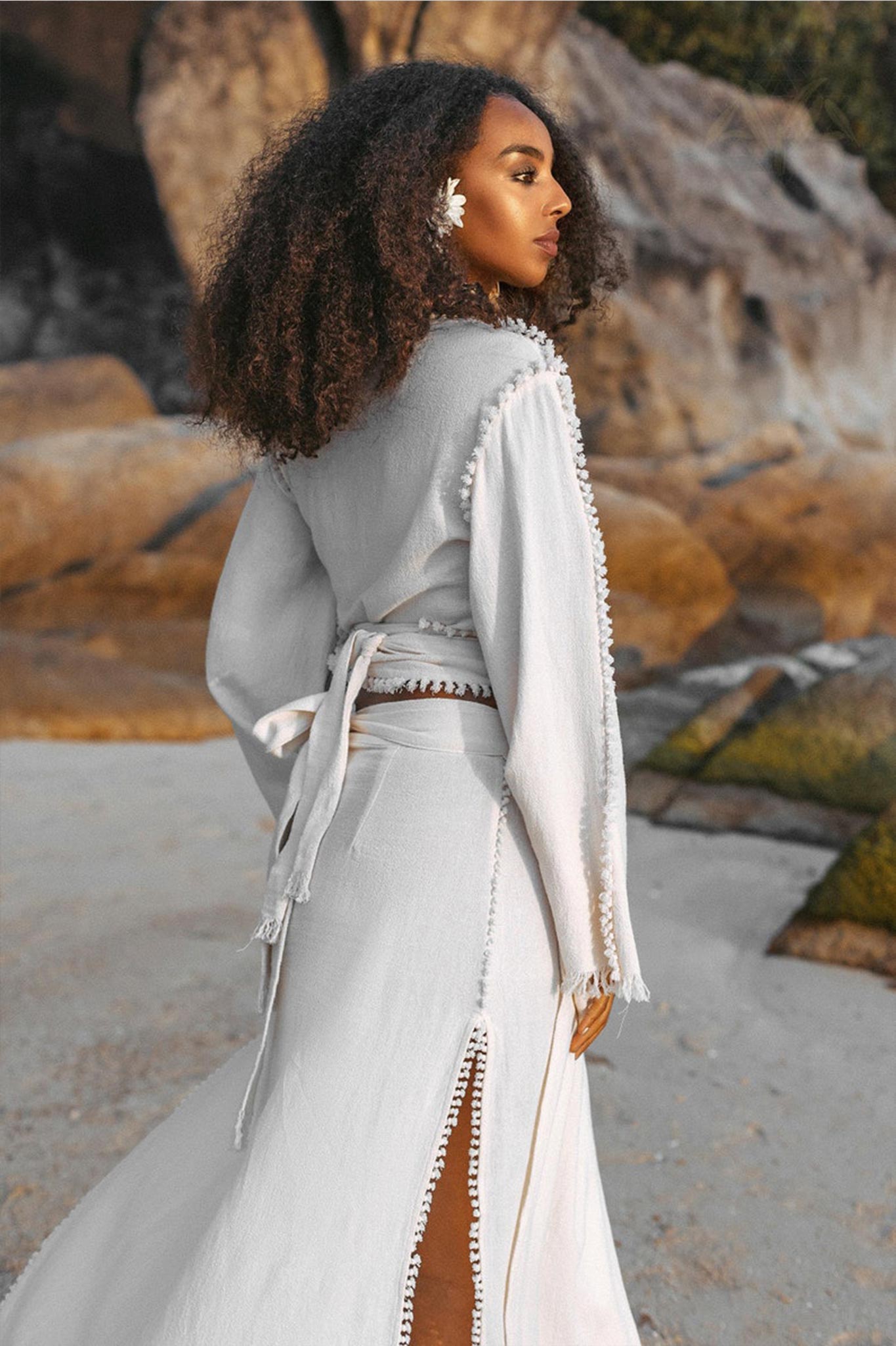 Off - White Wrap Maxi Skirt • Handmade Boho Long Skirt • Long Cotton Skirt - AYA SW IDR