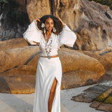 Off - White Wrap Maxi Skirt • Handmade Boho Long Skirt • Long Cotton Skirt - AYA SW IDR