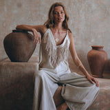 Unique Soft Linen Boho Pants Women, Loose Linen Wide Boho Pants, Bohemian Pants - AYA Sacred Wear