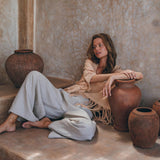 Unique Soft Linen Boho Pants Women, Loose Linen Wide Boho Pants, Bohemian Pants - AYA Sacred Wear