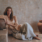 Unique Soft Linen Boho Pants Women, Loose Linen Wide Boho Pants, Bohemian Pants - AYA Sacred Wear