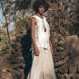 Unique Soft Linen Boho Pants Women, Loose Linen Wide Boho Pants, Bohemian Pants - AYA Sacred Wear