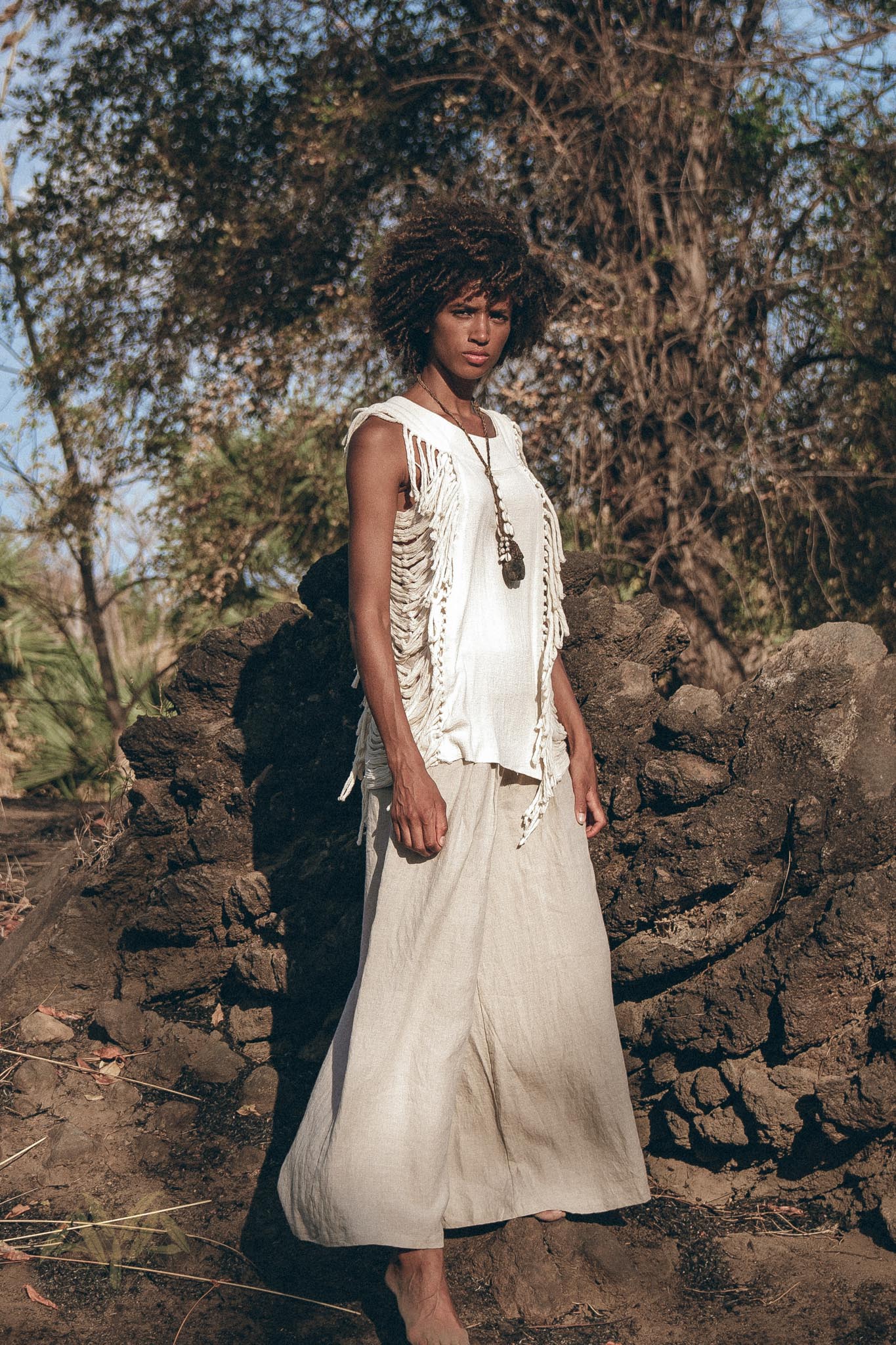 Unique Soft Linen Boho Pants Women, Loose Linen Wide Boho Pants, Bohemian Pants - AYA Sacred Wear