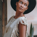 Boho Open Sides Dress, Light Olive Dress, Ladders Sides Mini Dress - AYA Sacred Wear