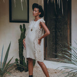 Boho Open Sides Dress, Light Olive Dress, Ladders Sides Mini Dress - AYA Sacred Wear