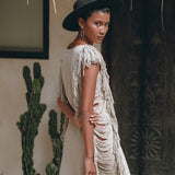 Boho Open Sides Dress, Light Olive Dress, Ladders Sides Mini Dress - AYA Sacred Wear