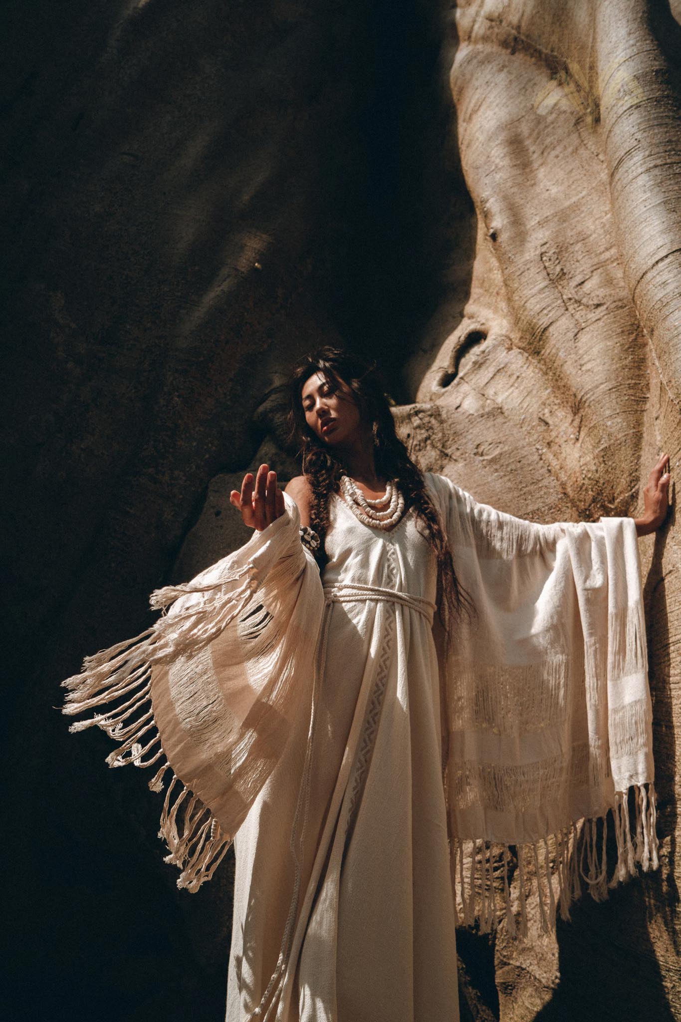 Preorder! Boho Fringe Shawl • Cotton Scarf • Organic Wedding Shawl - AYA Sacred Wear