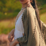 Olive Green Poncho Robe for Women • Boho Kimono Overcoat • Prom Cover Up - AYA SW IDR
